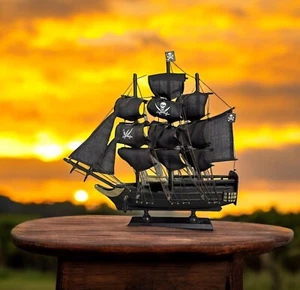 Wooden Caribbean Pirate Black Sails Model Pirate Ship 12” GREAT QUALITY  - Picture 1 of 12