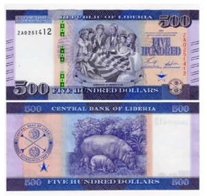 Liberia 500 Dólares 2024 Prefijo ZA Repuesto UNC Billete Nuevo - Imagen 1 de 2