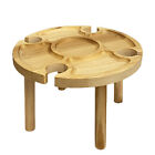 Wooden Folding Outdoor Picnic Table With Wine Glass Holder Beach Barbecue