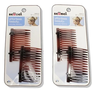 Scunci Hair Styling Combs Faux Tortoise 2 Pack Times 2 - Picture 1 of 3