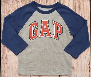 Boys 3 Yr T-Shirt Long Sleeve Baseball Baby GAP NWT Gray/Blue -855085 - Picture 1 of 3