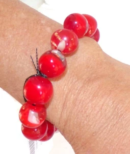 Brazalete elástico Sobral Planets Orbitalis Marte rojo, transparente y dorado cuentas orbe - Imagen 1 de 4