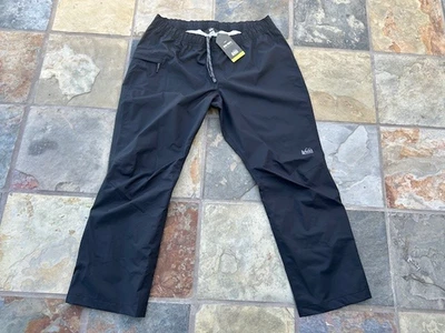 NEW NWT REI rain snow waterproof shell pant elastic wait leg zips black women XL - Image 1 of 4