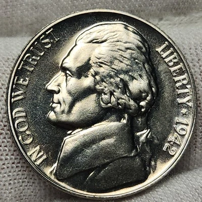 1942-P Jefferson Nickel Proof Type 1 ~ Extremely Low Mintage ~ Scarce - J42-prf - Image 1 of 4