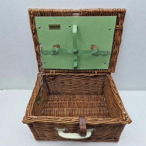 Vintage Brexton Korb Picknickkorb Komplettset 50er Mid Century England - Bild 1 von 14