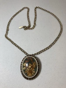 Whiting & Davis - Collar Broche Flores De Colección Bajo Cúpula De Plástico Cadena 26” - Imagen 1 de 9