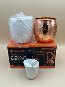 Set of 2 Moscow Mule Mugs 16oz Each & Copper Shot Glass - Hammered Style- Divlor - Picture 1 of 7