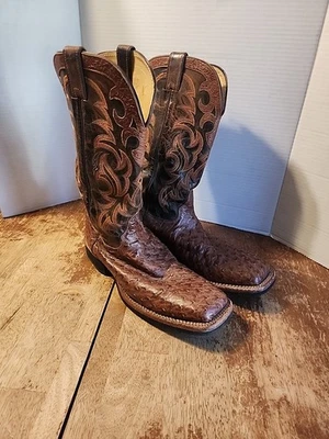 Botas occidentales Justin para hombre 10.5 D pluma completa avestruz AQHA estilo Remuda 8810 usadas en excelente estado  Foto 1 de 4