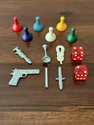 Juego de mesa vintage 1963 pistas madera sospechoso fichas armas y dados de repuesto Foto 1 de 4