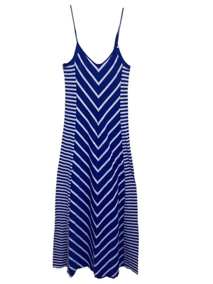 Vestido Guess Maxi Feminino M Delanie Azul Branco Listrado Alças de Espaguete - Imagem 1 de 4