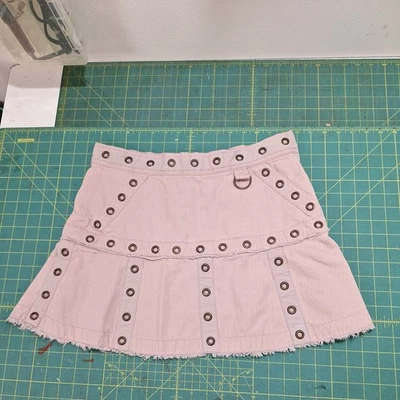 Vtg Marc Jacobs Mini Skirt Size 4 31" Pink Brass Rivets Punk Grunge Y2K Rave - Image 1 of 4