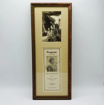 Antique Ernestine Schumann-Heink Opera Contralto Signed Program Framed - Image 1 of 4