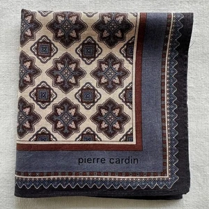 VTG Mens Handkerchief Cotton Geometric Motifs Pattern Classic Pocket Square 18" - Picture 1 of 3