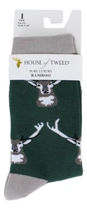 House Of Tweed Damen Hirsch Grün Tier Luxus Premium Bambus Socken - Bild 1 von 2