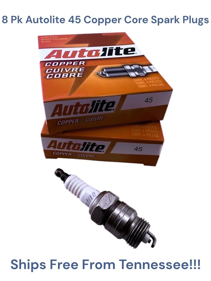 Paquete de 8 bujías Autolite 45 núcleo de cobre para ASF34 83TS 80033 5007 2438 16 na Foto 1 de 4