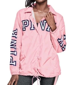 S NIP VICTORIA SECRET VS PINK Candy Sherpa Lined Coaches Jacket NEW - Picture 1 of 2
