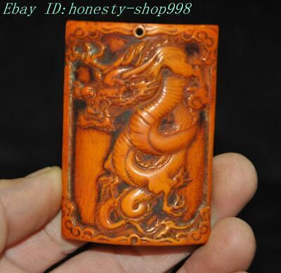 2.6'' China Ancient Dynasty Hand Carved Lucky Dragon Loong Statue Amulet Pendant • 29$