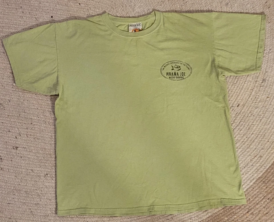 Camiseta para hombre Pirana Joe's Nassau Bahamas verde claro talla grande ¡etiqueta genial! Foto 1 de 4