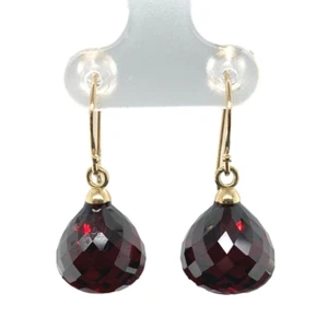 14 Karat Gold 37,18 Karat TW Briolette echter natürlicher Granat Ohrhänger (#J7129) - Bild 1 von 7