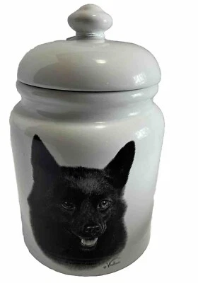 Large 10" Schipperke Porcelain By Rosalinde Cookie Jar EUC Vladimir Tzenov - Image 1 of 4