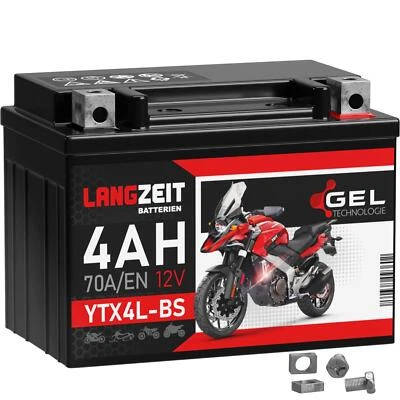 LANGZEIT YTX4L-BS Gel Roller Batterie 12V 4Ah CTX4L-BS 50314 Motorradbatterie - Bild 1 von 4