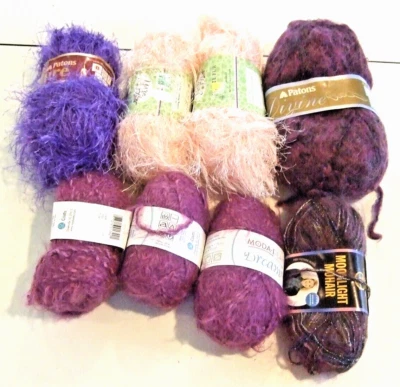 Lote de 8 madejas de hilo púrpura y rosa de Moda Dea, Yarn Bee, Patons - NUEVO (#181) Foto 1 de 4