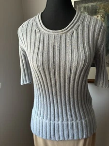 Max & Co. size M half sleeve cotton blend knitted Sweater T-shirt light blue - Picture 1 of 14
