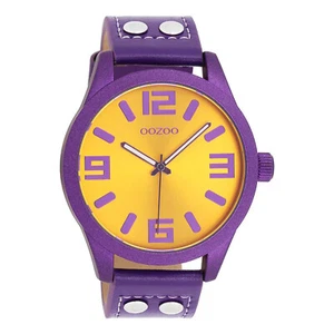 ooZoo Donna Uomo Polso Basico C1096 Lilla Ø47 MM Viola Cinturino IN Pelle Analog - Foto 1 di 6