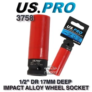 US PRO 1/2" Drive 17mm Deep Impact Alloy Wheel Socket 79mm Long 6 Point - Picture 1 of 3