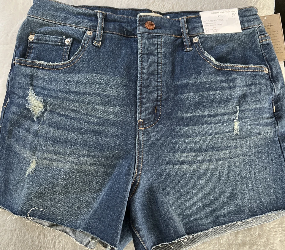 Pantalones Cortos de Jean Jessica Simpson Infinite Corte Cintura Alta - Talla 30 NUEVO Foto 1 de 4