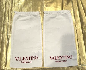VALENTINO GARAVANI TWO DUST BAGS SET OF TWO SHOE BAGS 12" X 6.75" WHITE/ RED - Picture 1 of 8