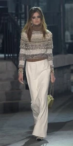 CHANEL Lace Mohair Silk Cashmere Cotton Knit Sweater Top Paris Rome Runway FR 36 - Picture 1 of 15