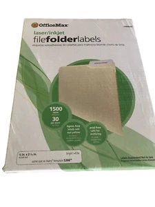 Carpeta de archivos láser/inyección de tinta OfficeMax etiquetas 2/3" X 3 7/16" 1500 etiquetas blanco brillante - Imagen 1 de 5