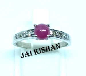 Amazing Ruby Gemstone Diamond July Birthstone 925 Sterling Silver Ring US 7.5 - Picture 1 of 9