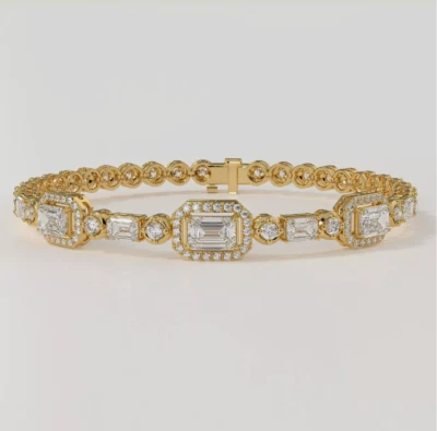 New 18k  Solid Gold 8 ctw Lab Grown Diamond Bracelet  , F/VS1 Yellow/White/Rose - Image 1 of 4