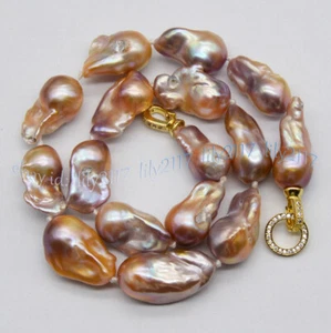 Huge Natural South Sea Pink Purple Baroque Reborn Keshi Pearl Necklace 18 inch - Picture 1 of 10