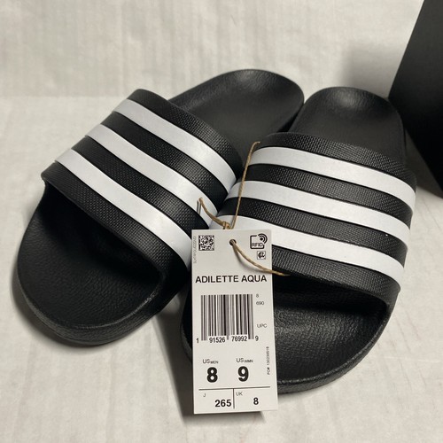 Sandali Adidas Adilette Aqua Slides neri cloud bianchi taglia uomo 8 donna 9 nuovi con scatola