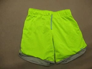 NIKE DRI-FIT Size M Girls Lime Mesh Stretch Waist Drawstring Running Shorts 835 - Picture 1 of 5