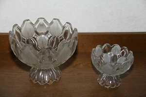 Zwei alte große Bleikristallschalen 18 + 12 cm hoch / Ø 22 + 14 cm geschliffen - Bild 1 von 8