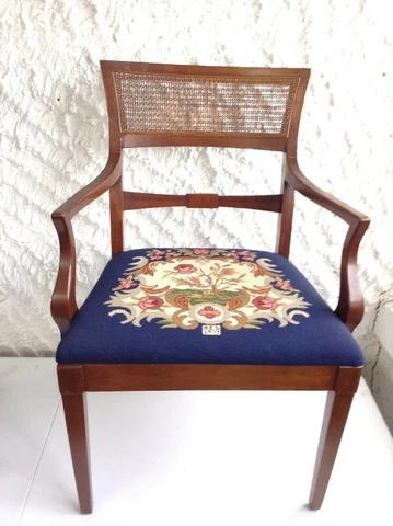 1973 DREXEL HERITAGE NEEDLEPOINT FURNITURE COLLECTION CANE BACK DINING CHAIR Cover