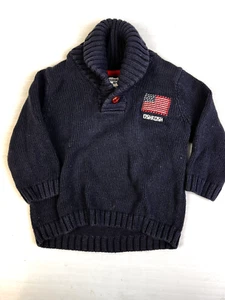 Osh Kosh B'Gosh Pullover Sweater Boy's 12 Mos Navy Blue Flag Preppy America - Picture 1 of 9