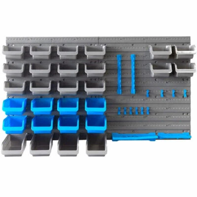 Pannello Parete Porta Utensili 43pz Da Lavoro Con Vaschette E Ganci In Plastica - Immagine 1 di 4