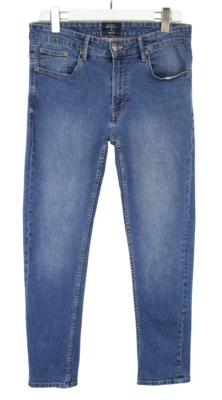 Ben Sherman Slim Fit Vaqueros Hombres W32 Desteñir Efecto Cremallera Denim Azul - Imagen 1 de 4