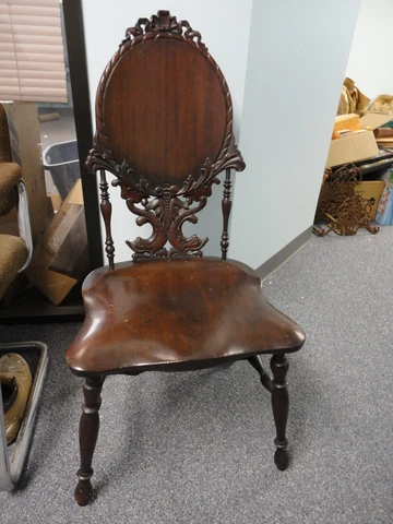 Antique R.J Horner Carved Mahogany Chair Cover