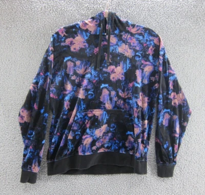 Vans Sudadera con Capucha Suéter Mujer Pequeño Terciopelo Goteado Negro Floral Pullover Cordón Foto 1 de 4