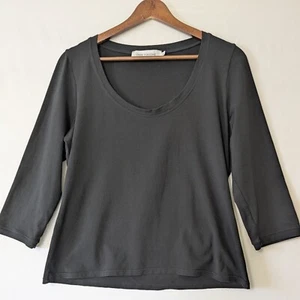 Anne Fontaine Paris Top U-Ausschnitt 3/4 Arm schwarz Pima Baumwolle Gr. 44 US 14 - Bild 1 von 8