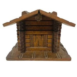 Vintage Black Forest wooden cabin ink well never used w/ glass receptacle - Picture 1 of 8
