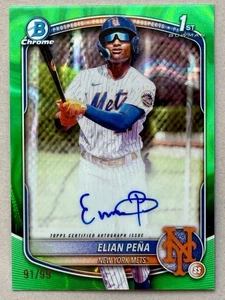 Bowman Chrome 2025 - Prospect refractor de lava verde automático 91/99 Elian Peña #CPA-EP - Imagen 1 de 2