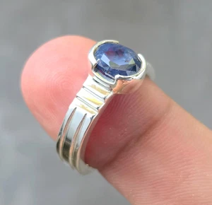Natürlicher Saphir Ring für Herren, großer blauer Saphir Stein Ring, 925 Silber Neelam - Bild 1 von 7
