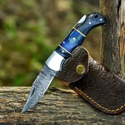 Handgefertigtes Damast Klappmesser Survival Taschenmesser Outdoor Jagdmesser EDC - Bild 1 von 4